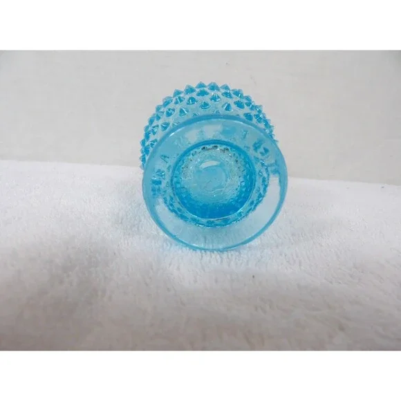 Fenton Vase Hobnail Aqua Blue Opalescent Glass Bud Small 3.5” Ruffle Edge Set 2 - Picture 16 of 16